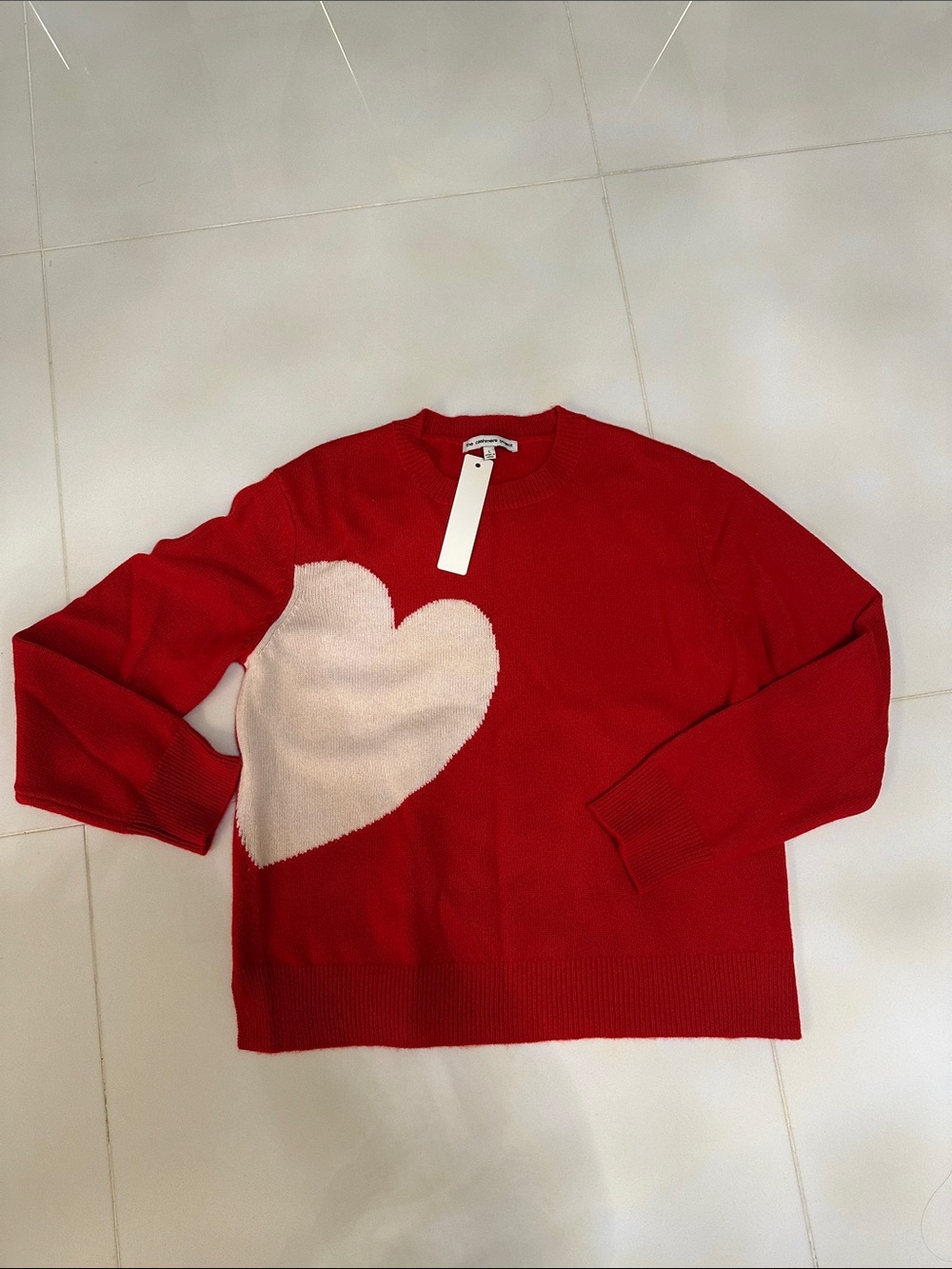 The cashmere project 100% cashmere Red Heart-Accent Crewneck Sweater - Women